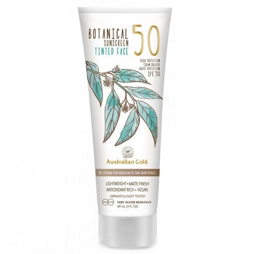 AUSTRALIAN GOLD atspalvį veidui suteikiantis kremas „Botanical SPF 50, 89 ml